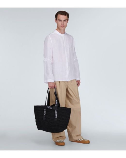 Loewe Paula's Ibiza Fold Shopper Raffia Tote Bag in Black for Men | Lyst UK