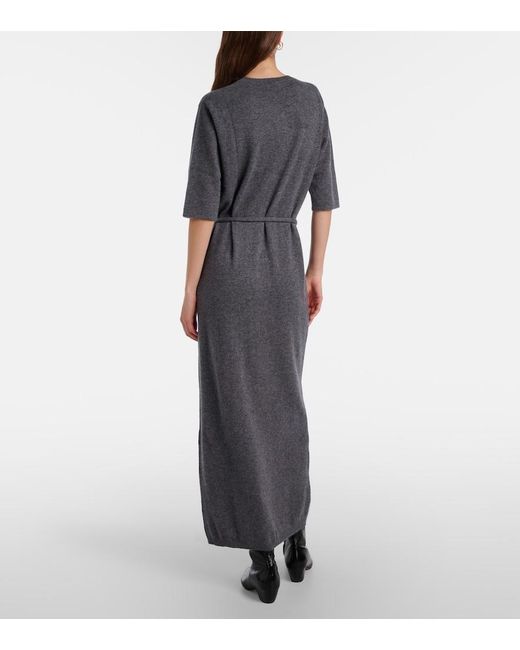 Lisa Yang Gray Tilde Belted Cashmere Maxi Dress