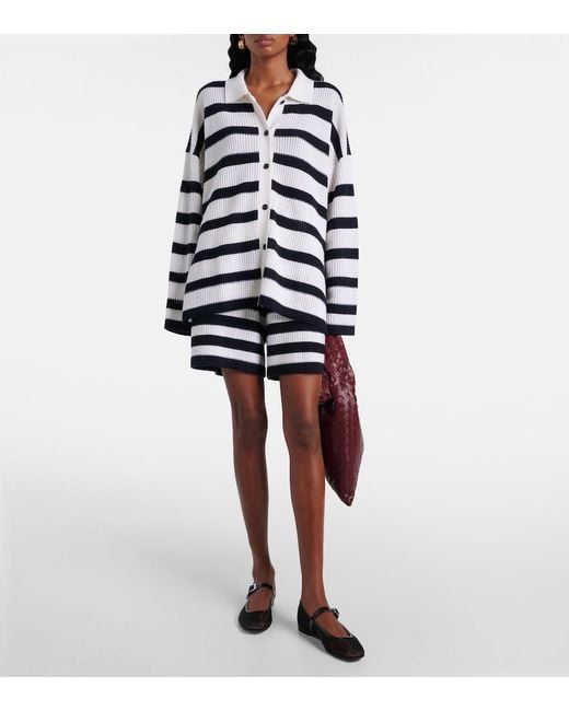 Jardin Des Orangers Blue Striped Cashmere Shorts