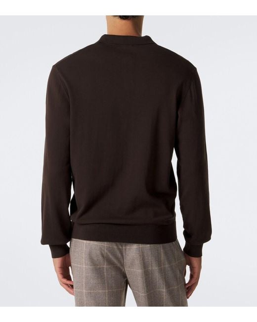 Rubinacci Black Cotton Polo Sweater for men