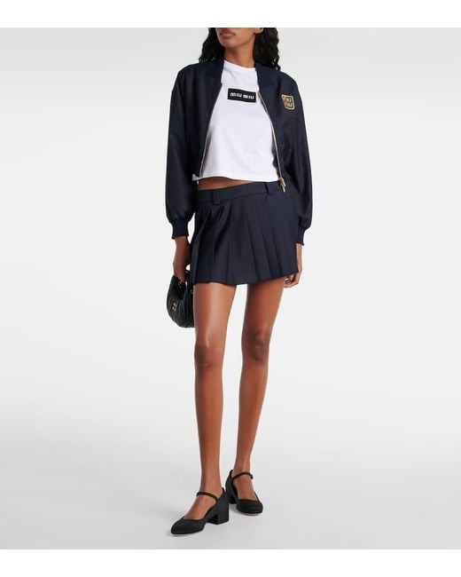 Miu Miu Black Canvas Leather-Lined Mary Jane Pumps