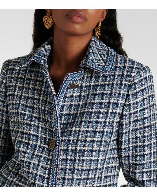 Etro Blue Cotton-Blend Tweed Jacket