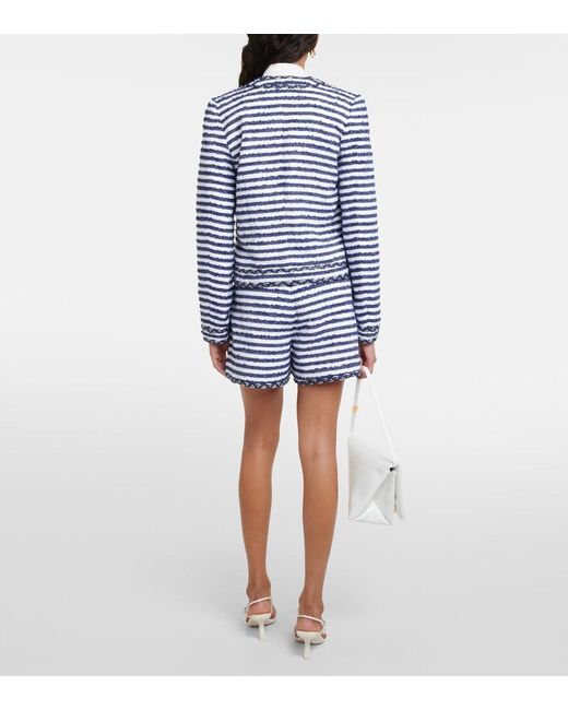Rebecca Vallance Blue Matteo Striped Boucle Jacket