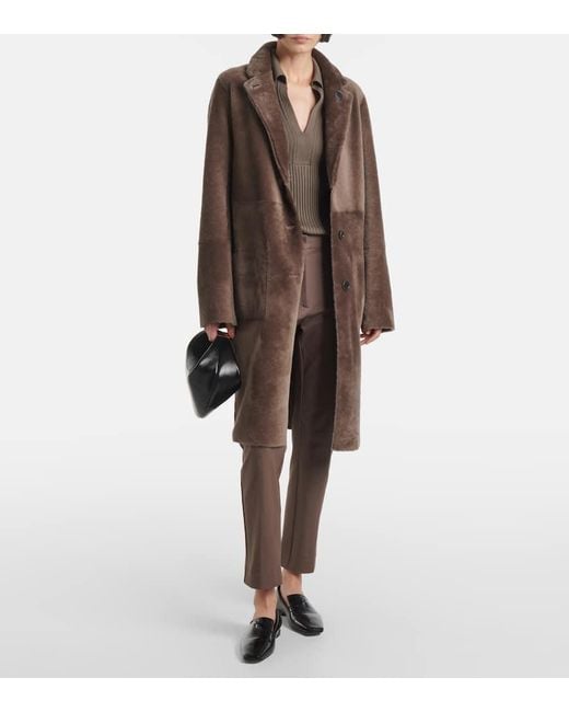 Joseph Brown Reversible Shearling And Leather Coat