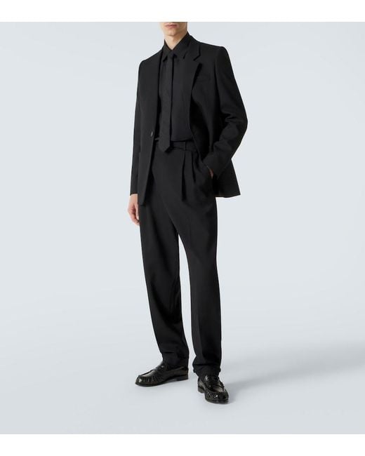Saint Laurent Black Wool Gabardine Straight Pants for men