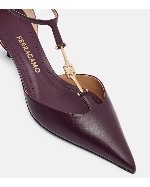 Ferragamo Brown Traci 40 Leather Pumps