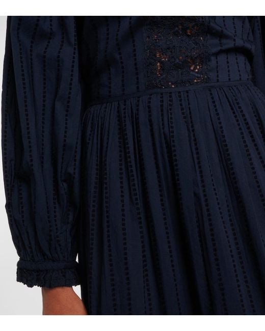 Ulla Johnson Blue Midikleid Amelie Aus Spitze Und Baumwolle