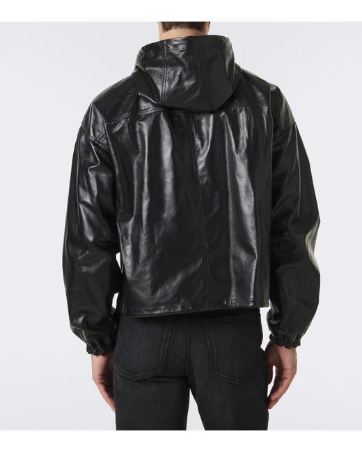 Fendi Black Leather Bomber Jacket for men
