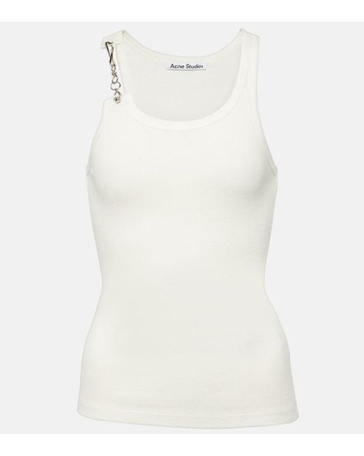 Acne White Chain-Detail Cotton Jersey Tank Top
