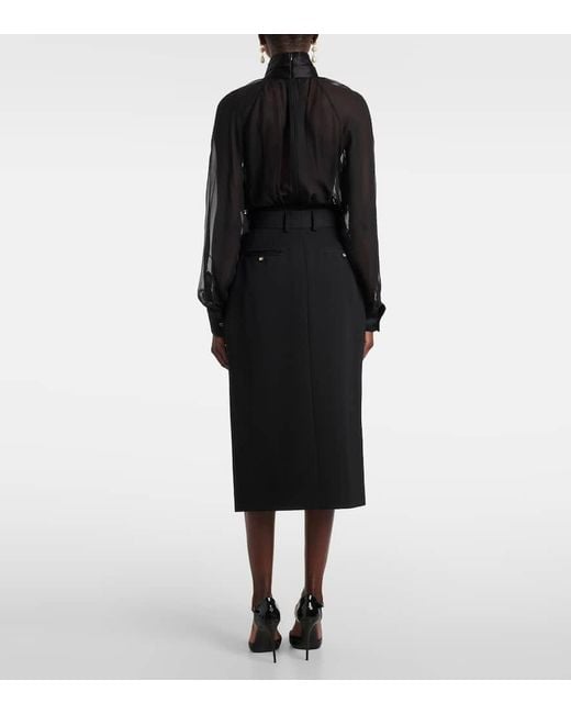 Dolce & Gabbana Black Wool Pencil Skirt Longuette