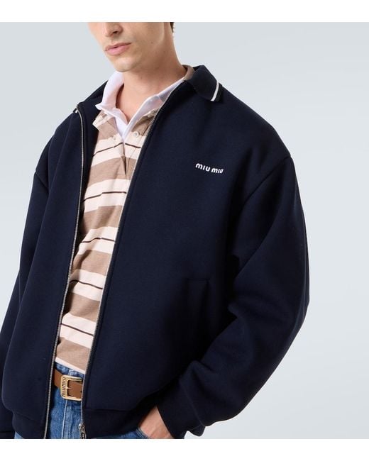 Chaqueta De Algodon Con Logo Miu Miu de hombre de color Blue