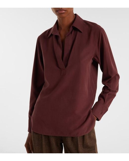 Max Mara Red Mirko Silk Crepe Blouse