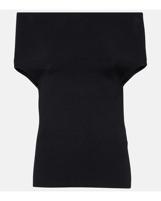 Totême  Black Knitted Off-Shoulder Top