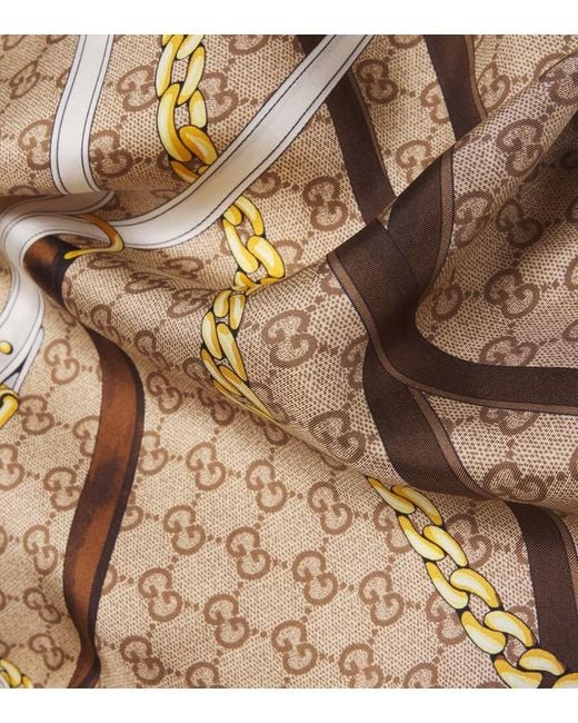 Gucci Natural Gg Silk Twill Scarf