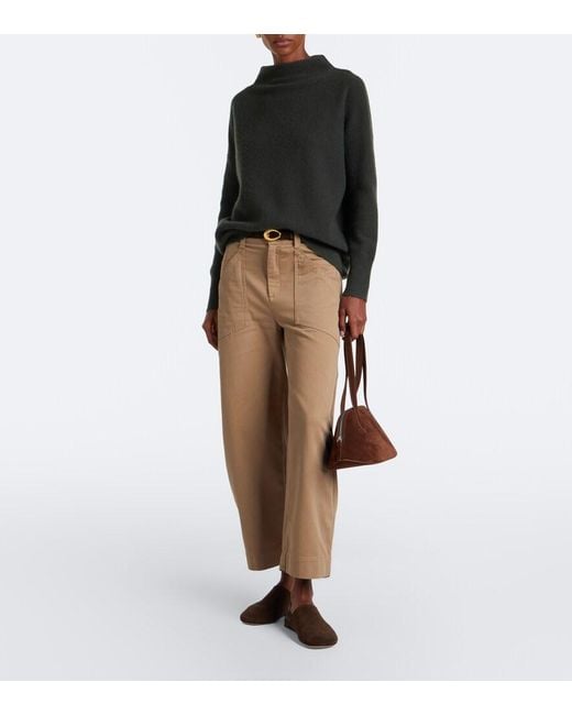 Vince Natural Cropped Cotton Twill Barrel-Leg Pants