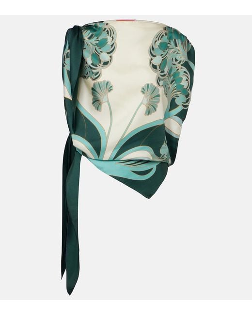 LaDoubleJ Green Full-On Printed Silk Twill Top