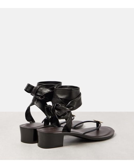 The Row Black Cord Leather Thong Sandals