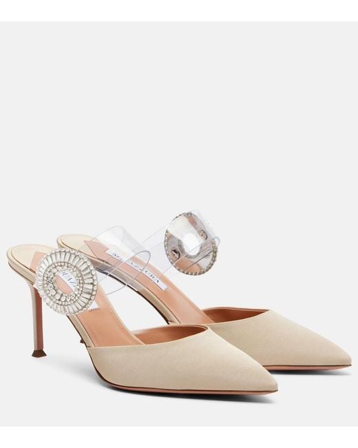 Aquazzura White Crystal Hoop Embellished Pvc Mules