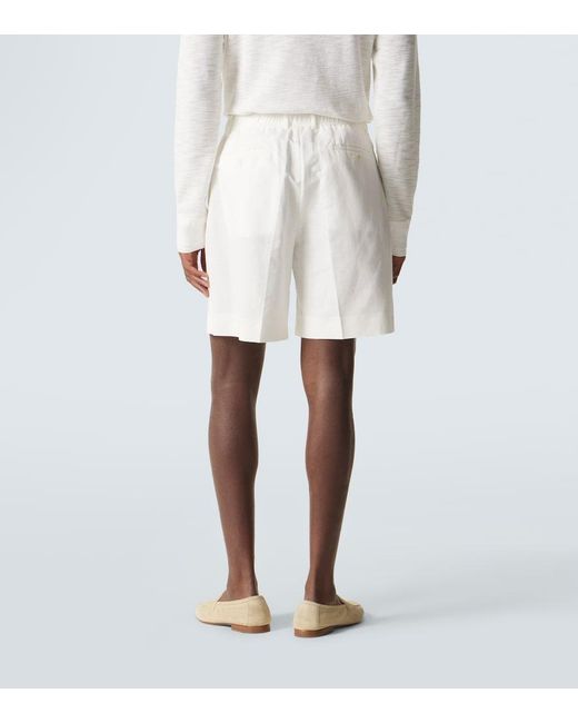 Brioni White Linen And Cotton Shorts for men