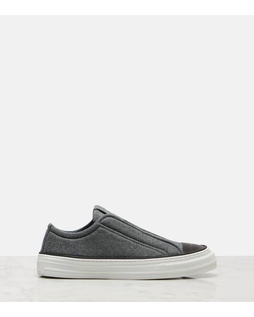 Brunello Cucinelli Gray Low-Top Slip-On Sneakers