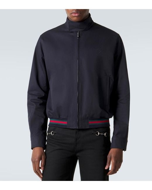 Gucci Blue Web Stripe Cotton Twill Jacket for men