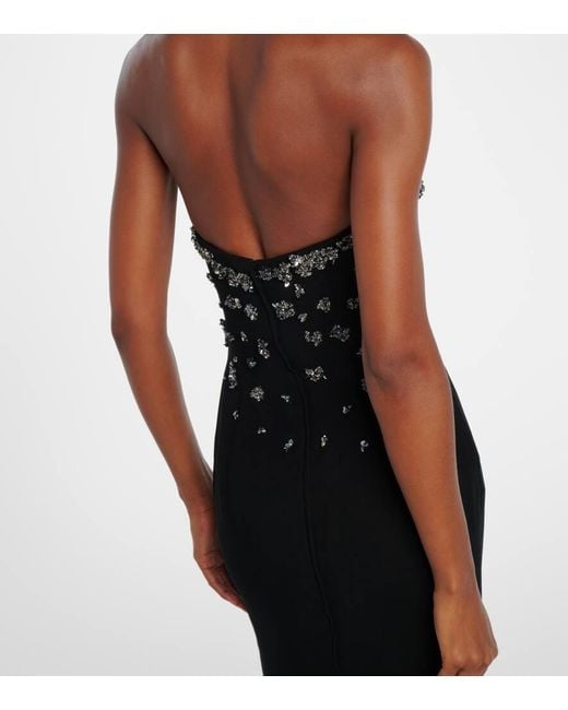Marmar Halim Black Embellished Strapless Gown