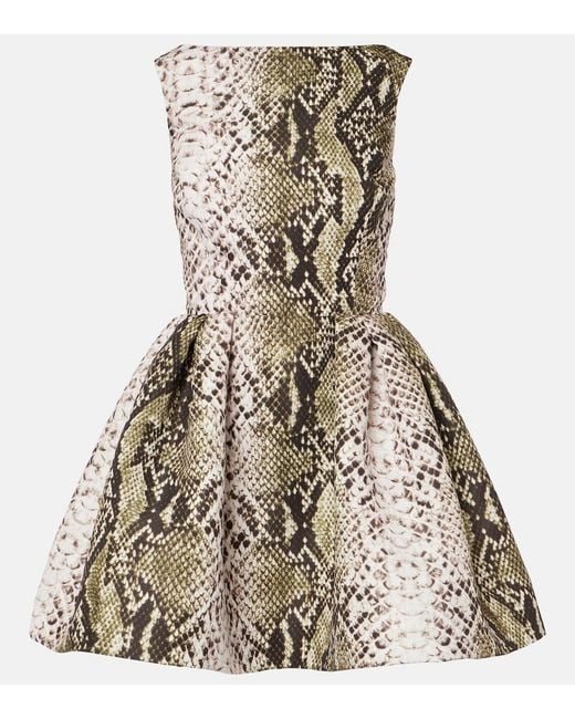 Oscar de la Renta Multicolor Snake-Print Faille Minidress