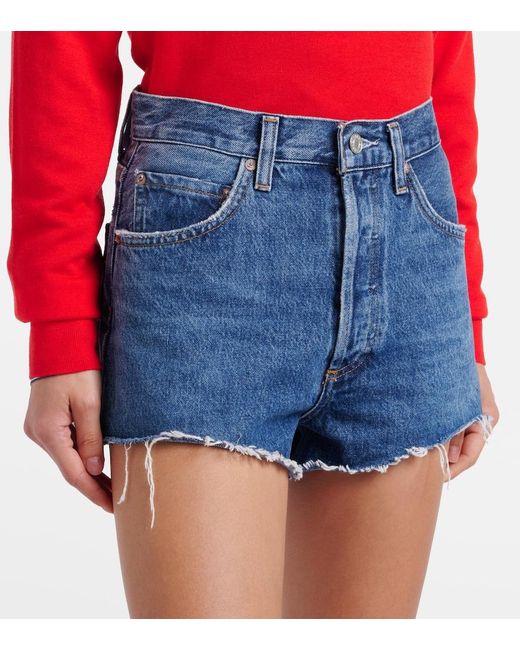Agolde Blue Ridley Denim Shorts