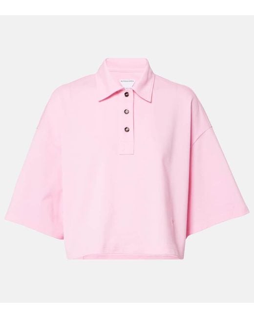 Bottega Veneta Pink Cropped Cotton Polo Shirt