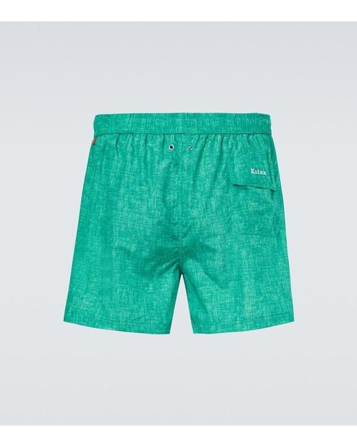 Kiton Green Logo Swim Trunks for men