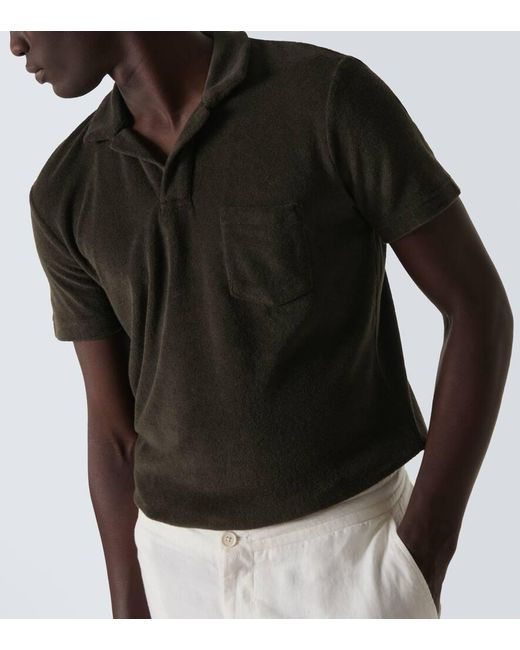 Orlebar Brown Black Cotton Terry Polo Shirt for men