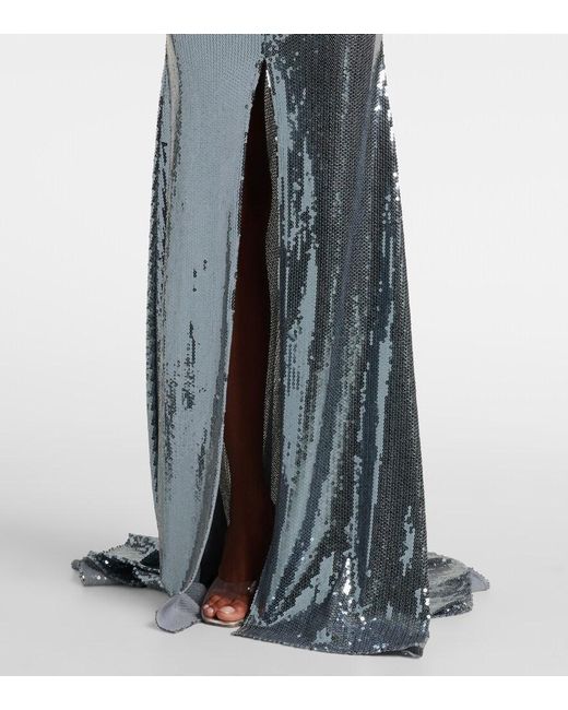Alex Perry Gray Sequined Gathered Gown