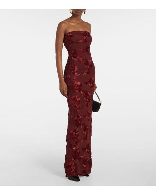 ROTATE BIRGER CHRISTENSEN Floral Embroidered Mesh Maxi Dress