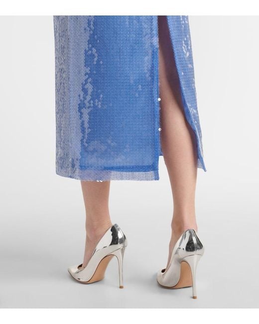 David Koma Blue Sequined Corset Dress