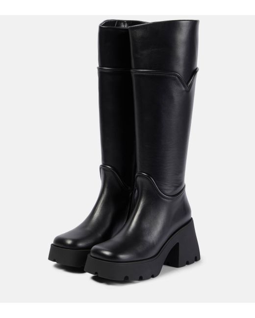 NODALETO Black Bulla Stormy Leather Knee-high Boots