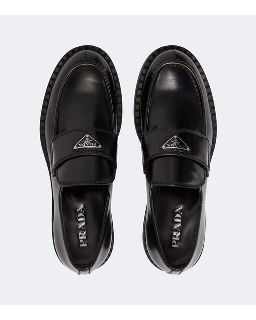Prada Black Chocolate Leather Loafers for men