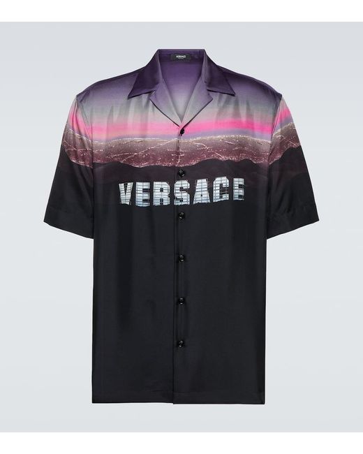 Hills Bowling Shirt Versace de hombre de color Black