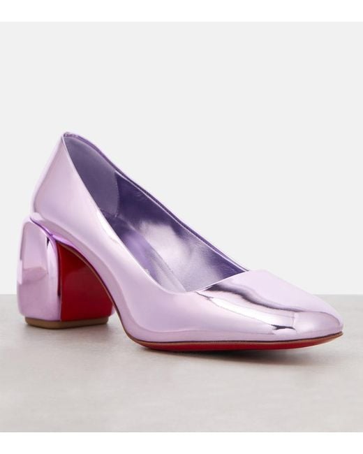 Christian Louboutin Purple Minny 70 Metallic Leather Pumps