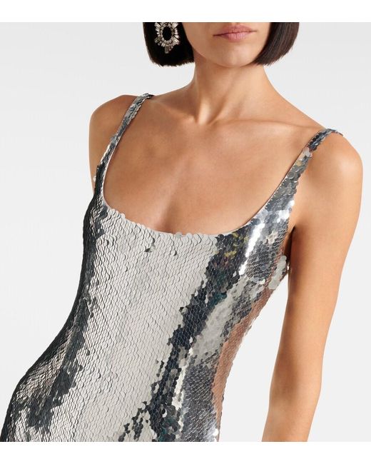 Magda Butrym Gray Sequined Midi Dress