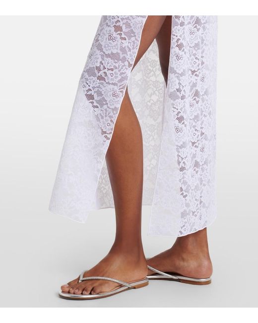 Oseree White Bridal Lace Beach Cover-Up