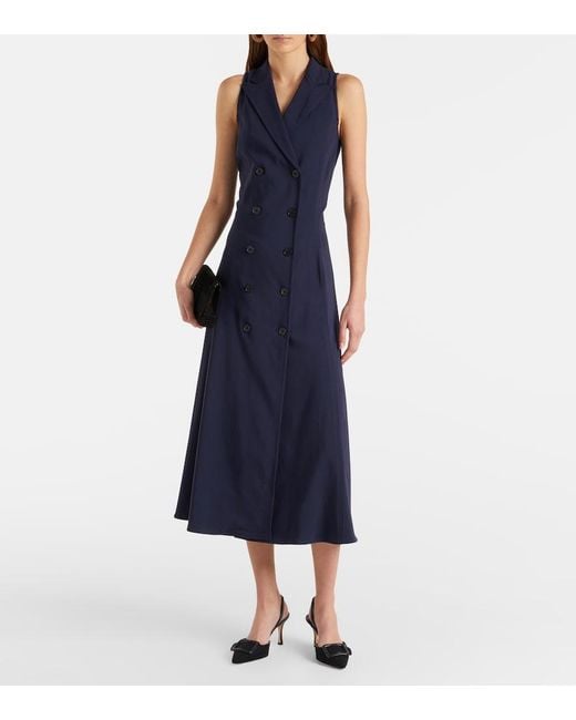 Ralph Lauren Blue Alecia Cotton-Blend Midi Dress