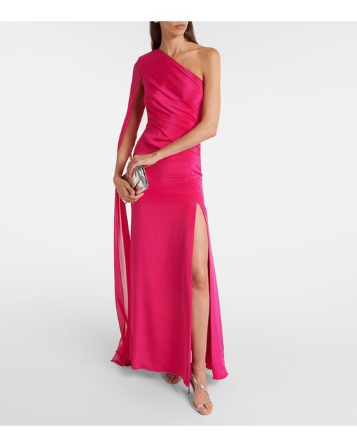 Roland Mouret Pink Asymmetic Silk Chiffon Gown
