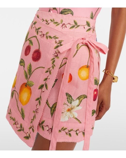 Agua Bendita Pink Luna Printed Linen Beach Cover-Up