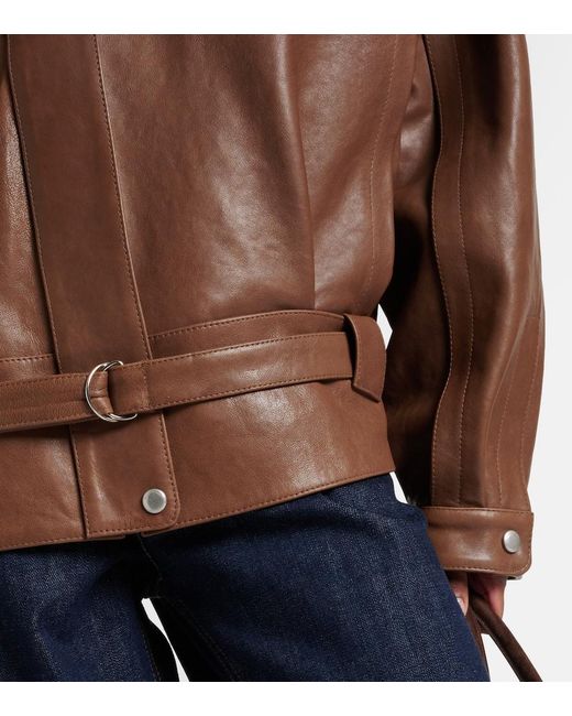 Magda Butrym Brown Belted Oversized Leather Jacket