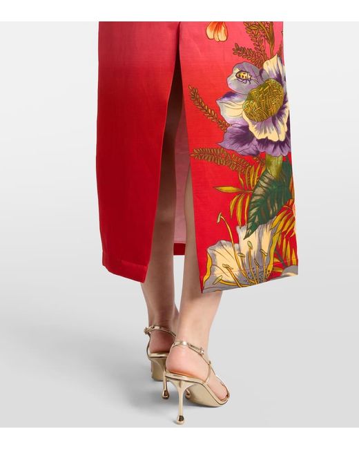 ALÉMAIS Red Inez Ombre Linen-Blend Midi Dress