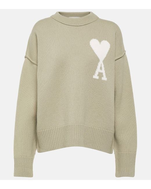 AMI Natural Ami De Coeur Wool Sweater