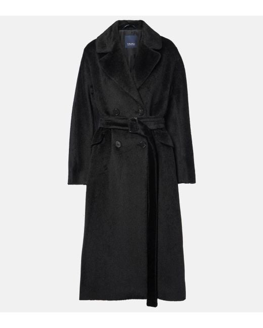 Max Mara Black Eugenio Wool Wrap Coat