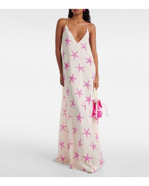 Valentino Pink Printed Silk Gown