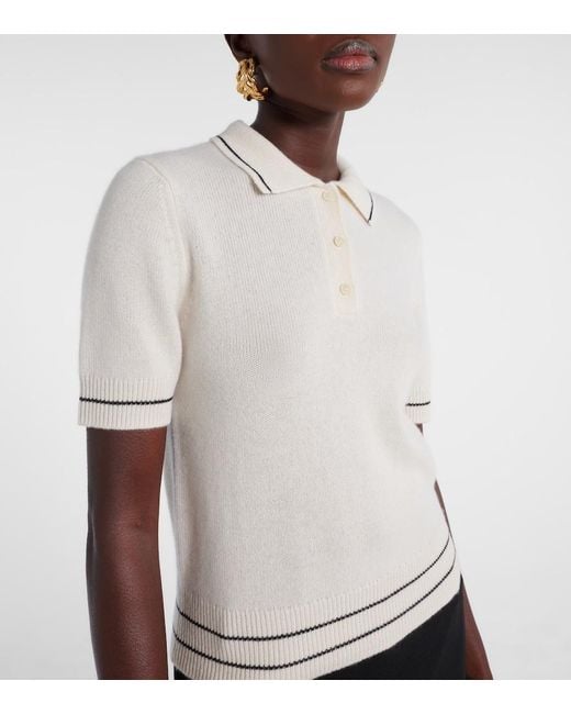 Nili Lotan White Carline Cashmere Polo Sweater
