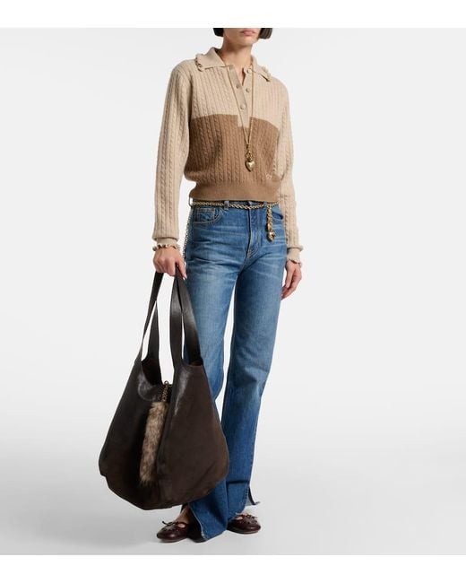 Chloé Black Balloon Medium Leather And Suede Shoulder Bag